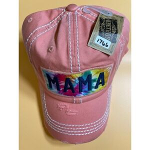 KBETHOS Mama Patch Baseball Cap Womens OSFM Pink NWT Distressed Tie-Dye Hat